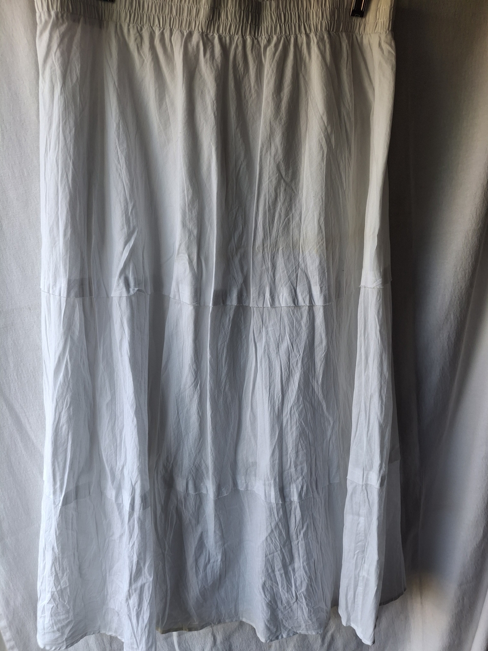 Christopher & Banks White Tiered Maxi Skirt 100% Cotton Elastic Waist